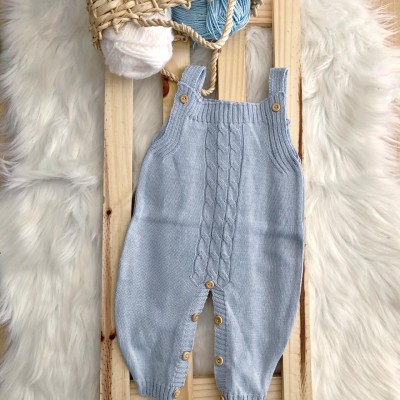 Jardineira de  Linha Trança Azul Bebê